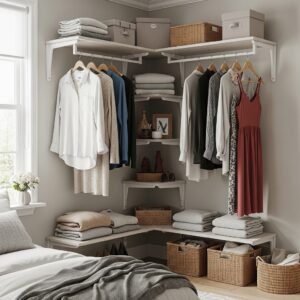 Corner Open Closet for Small Spaces