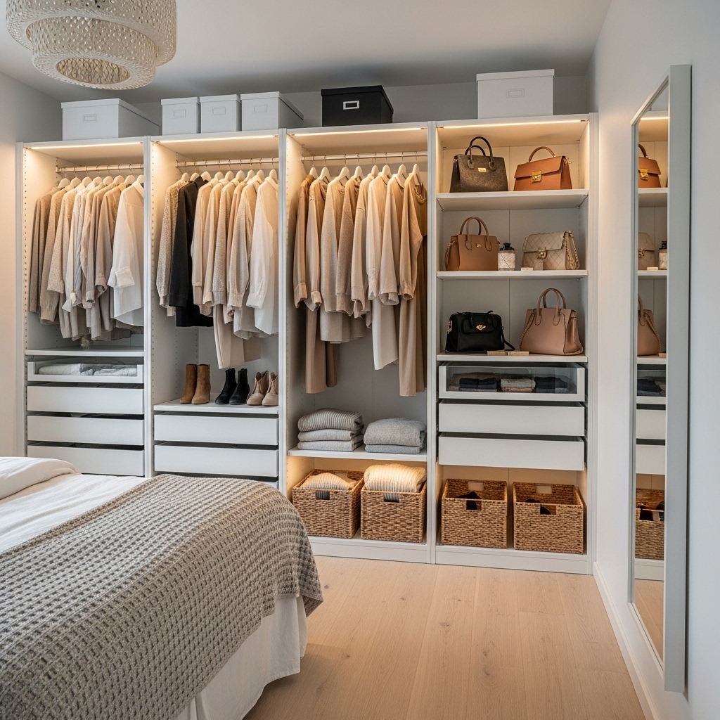 Open IKEA Closet System for a Boutique-Style Wardrobe