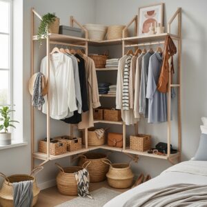 Corner Open Closet for Small Spaces