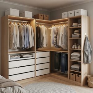 Corner IKEA Closet System to Maximize Awkward Spaces