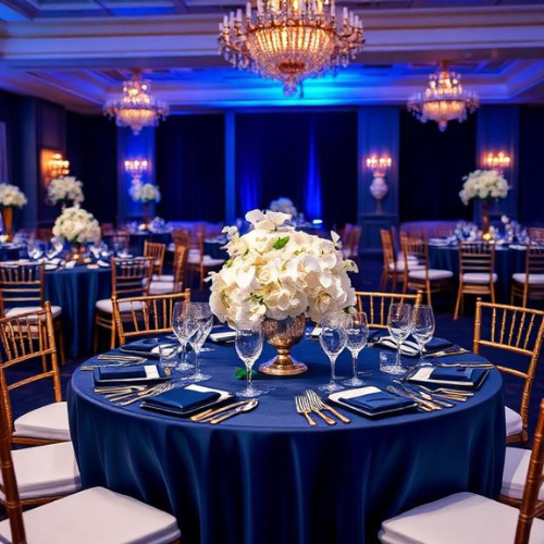 Navy Blue and White