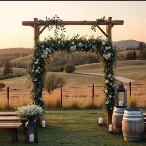 Rustic Wooden Arch with Greenery